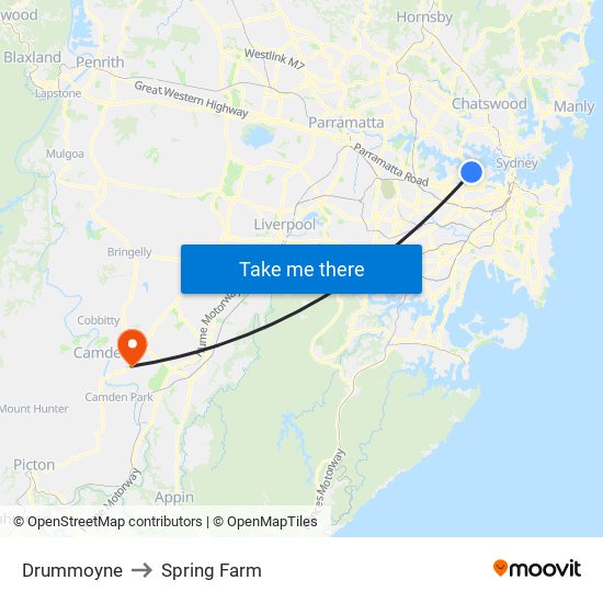 Drummoyne to Spring Farm map