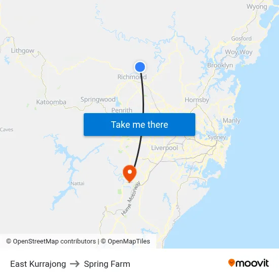 East Kurrajong to Spring Farm map