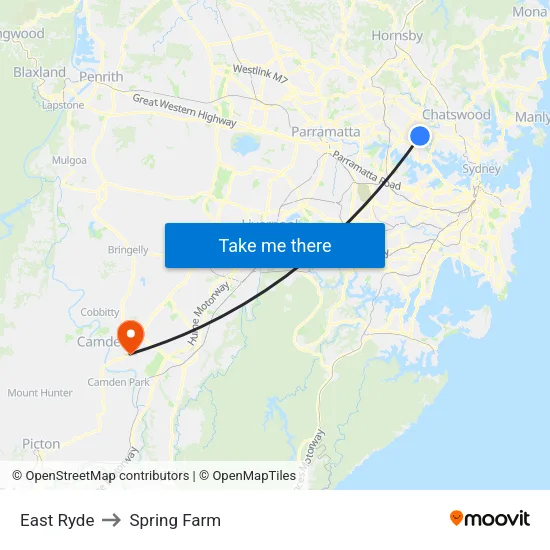 East Ryde to Spring Farm map