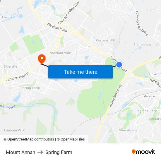 Mount Annan to Spring Farm map