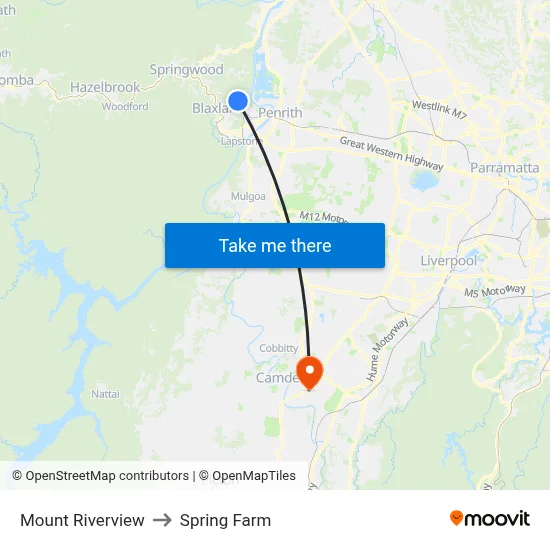 Mount Riverview to Spring Farm map