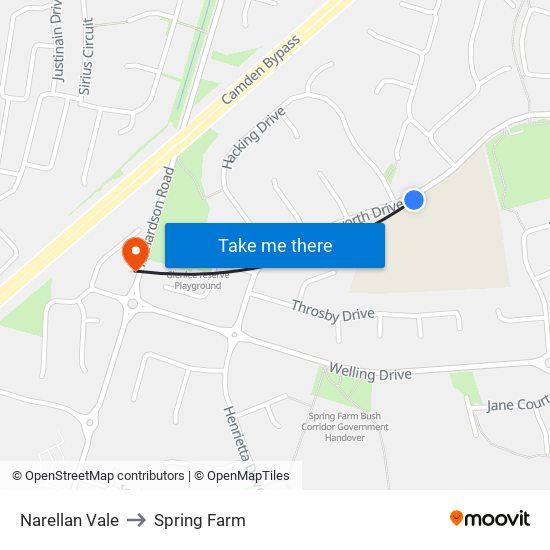 Narellan Vale to Spring Farm map