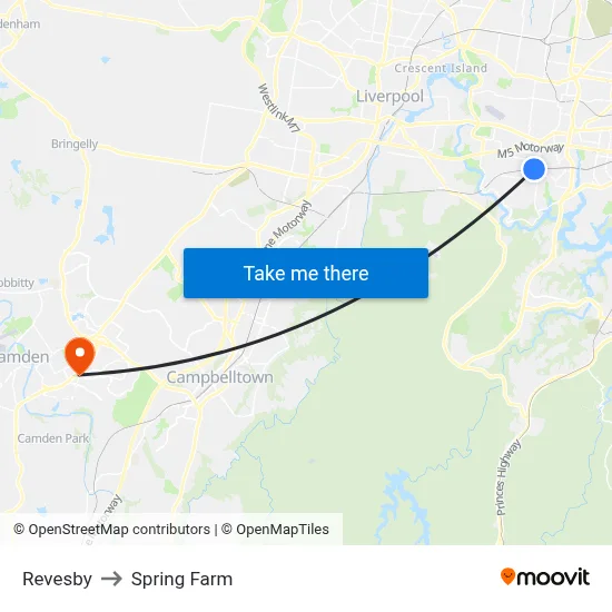 Revesby to Spring Farm map