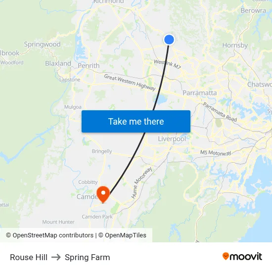 Rouse Hill to Spring Farm map
