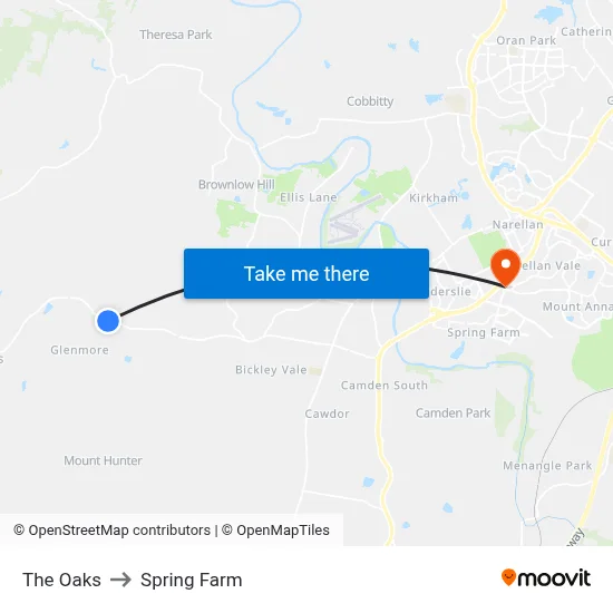 The Oaks to Spring Farm map