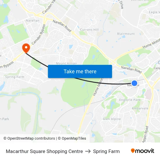 Macarthur Square Shopping Centre to Spring Farm map