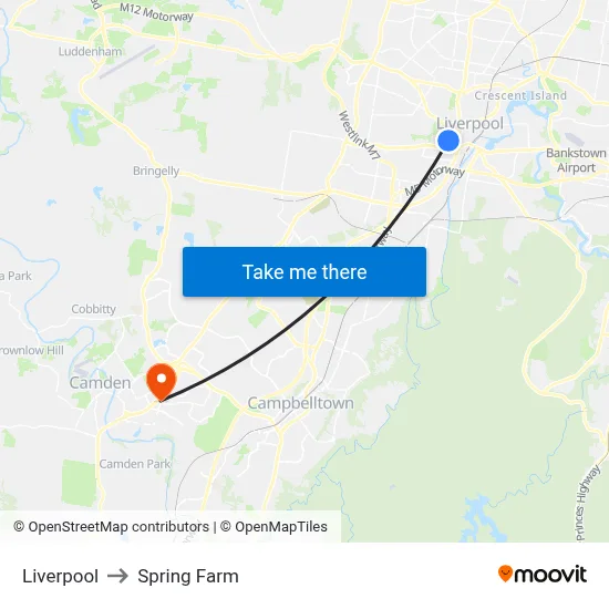 Liverpool to Spring Farm map