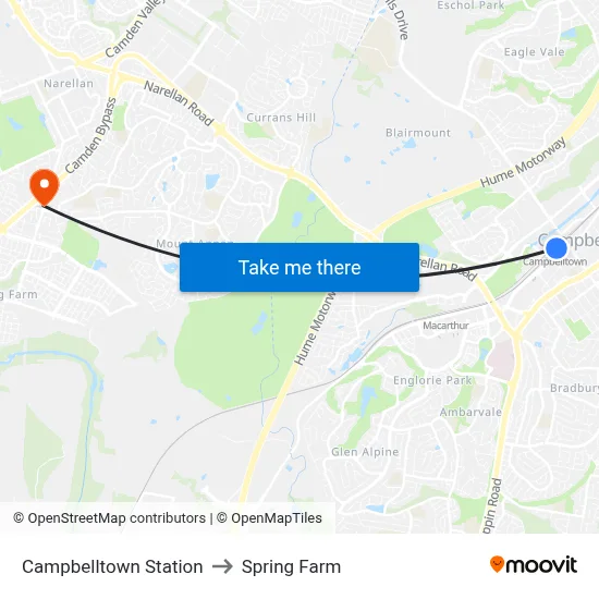 Campbelltown Station to Spring Farm map