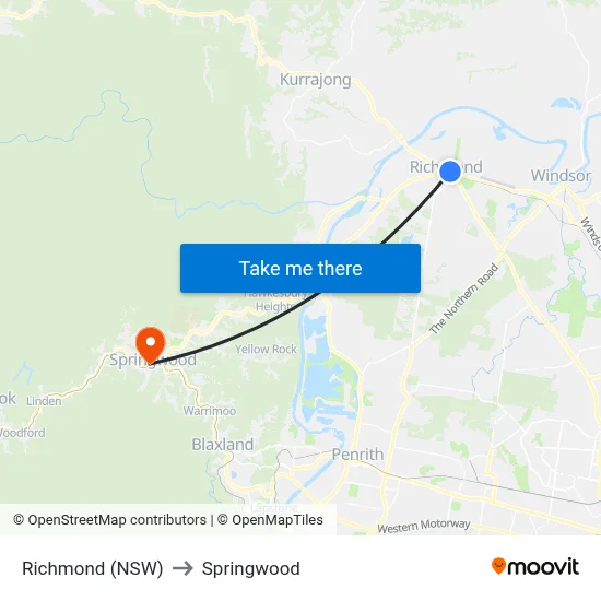 Richmond (NSW) to Springwood map