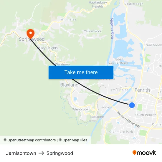 Jamisontown to Springwood map