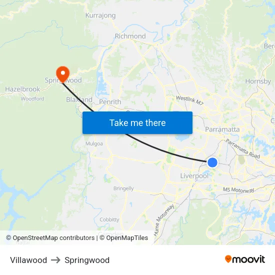 Villawood to Springwood map