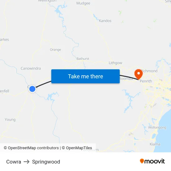 Cowra to Springwood map