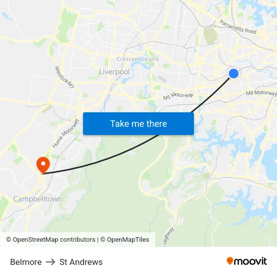 Belmore to St Andrews map
