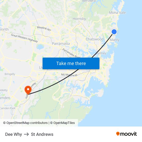 Dee Why to St Andrews map