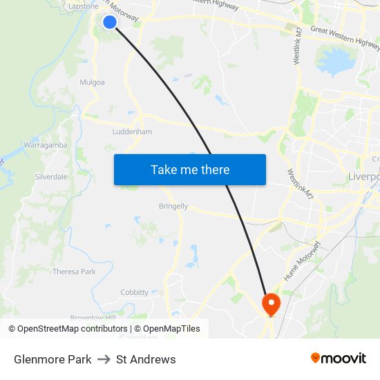 Glenmore Park to St Andrews map