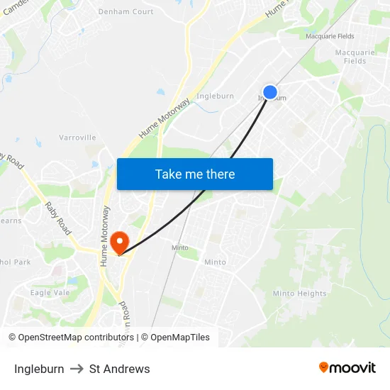 Ingleburn to St Andrews map