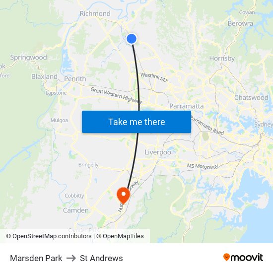 Marsden Park to St Andrews map