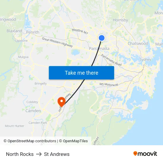 North Rocks to St Andrews map