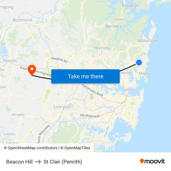 Beacon Hill to St Clair (Penrith) map