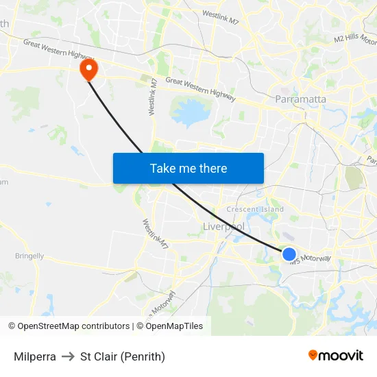Milperra to St Clair (Penrith) map