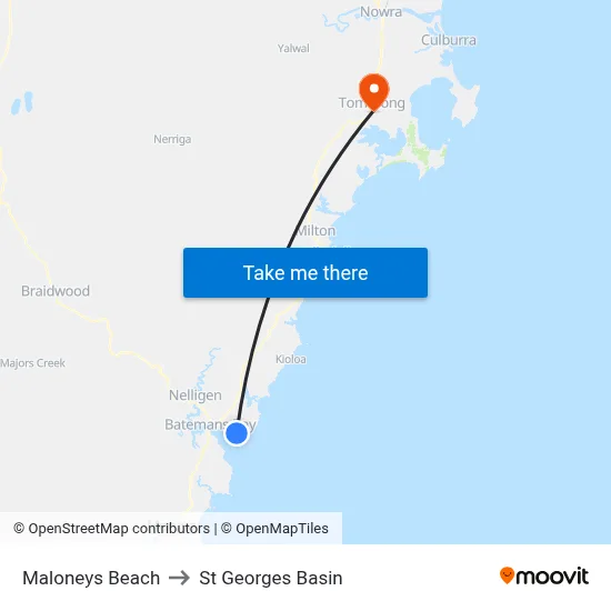 Maloneys Beach to St Georges Basin map