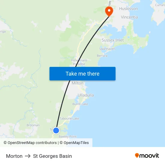 Morton to St Georges Basin map