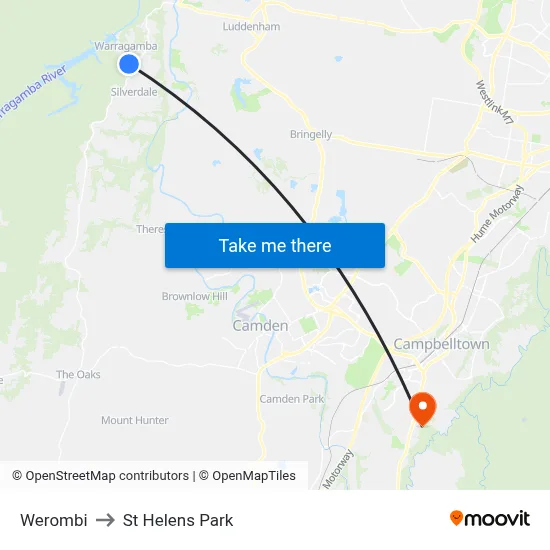 Werombi to St Helens Park map