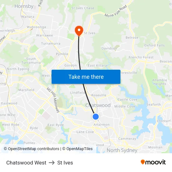 Chatswood West to St Ives map