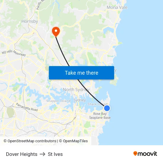 Dover Heights to St Ives map