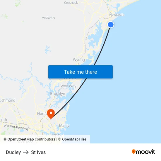 Dudley to St Ives map