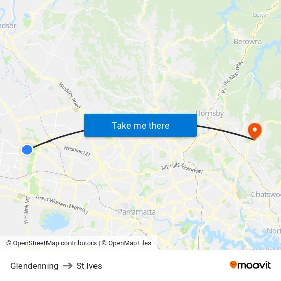 Glendenning to St Ives map