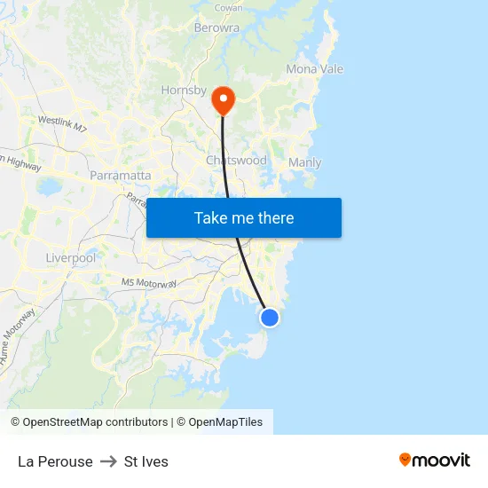 La Perouse to St Ives map