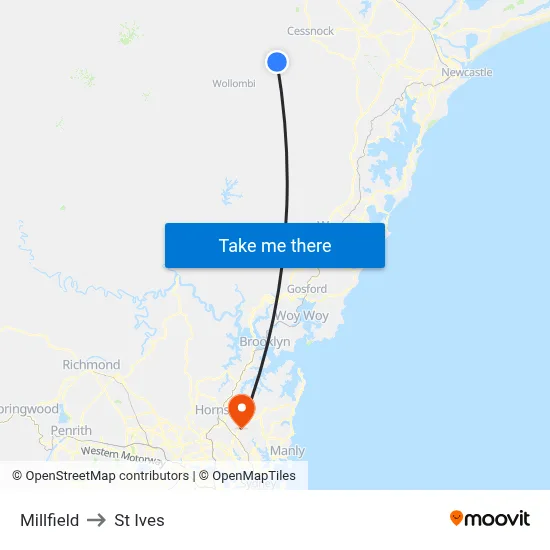 Millfield to St Ives map