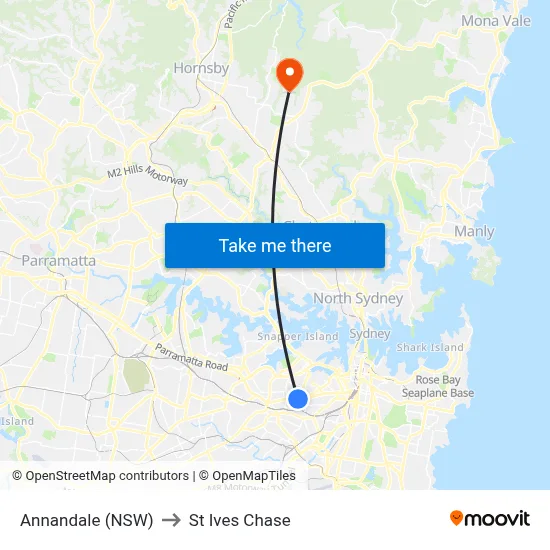Annandale (NSW) to St Ives Chase map