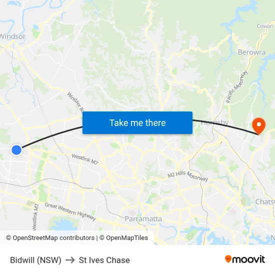Bidwill (NSW) to St Ives Chase map