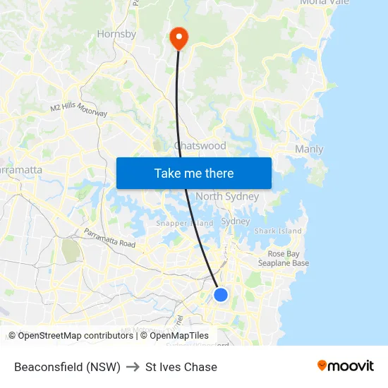 Beaconsfield (NSW) to St Ives Chase map