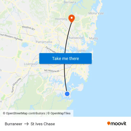 Burraneer to St Ives Chase map