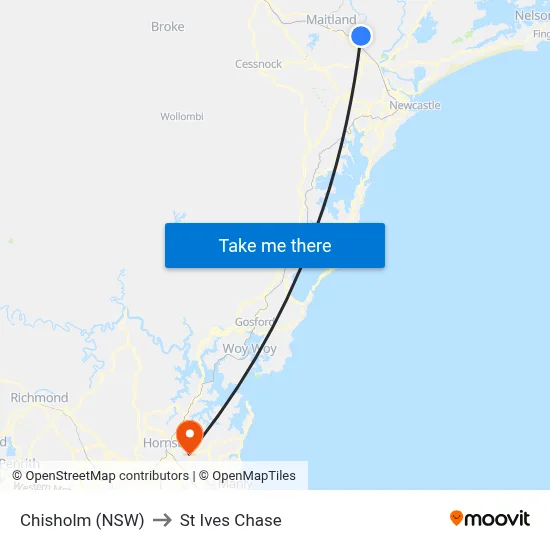 Chisholm (NSW) to St Ives Chase map