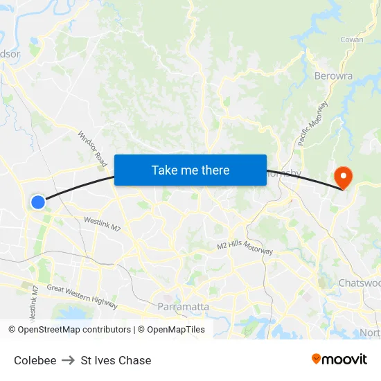 Colebee to St Ives Chase map