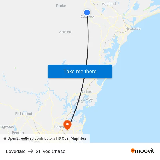 Lovedale to St Ives Chase map