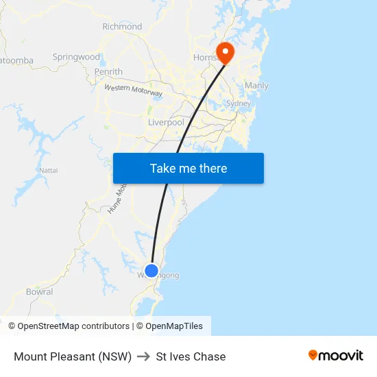 Mount Pleasant (NSW) to St Ives Chase map