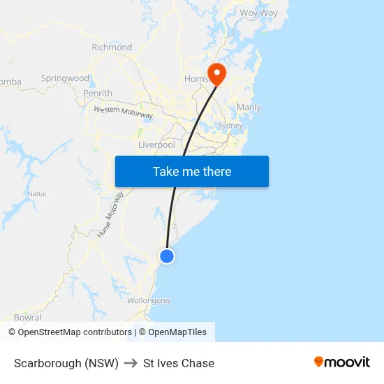 Scarborough (NSW) to St Ives Chase map
