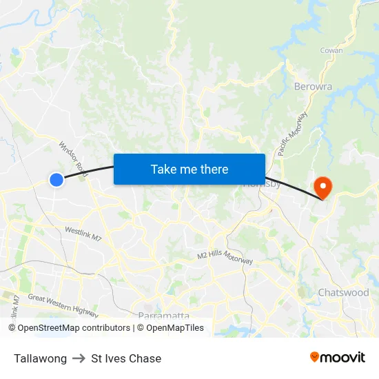 Tallawong to St Ives Chase map