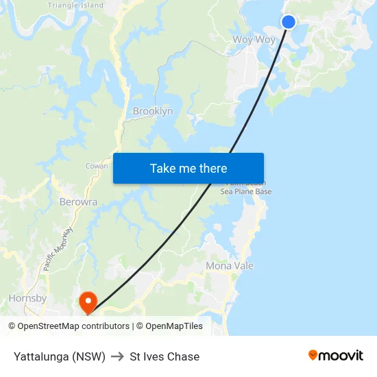 Yattalunga (NSW) to St Ives Chase map