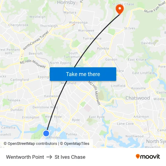 Wentworth Point to St Ives Chase map