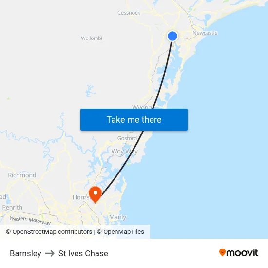 Barnsley to St Ives Chase map
