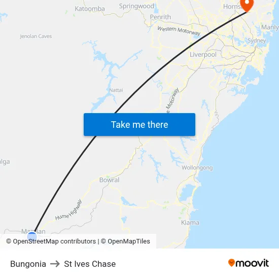 Bungonia to St Ives Chase map