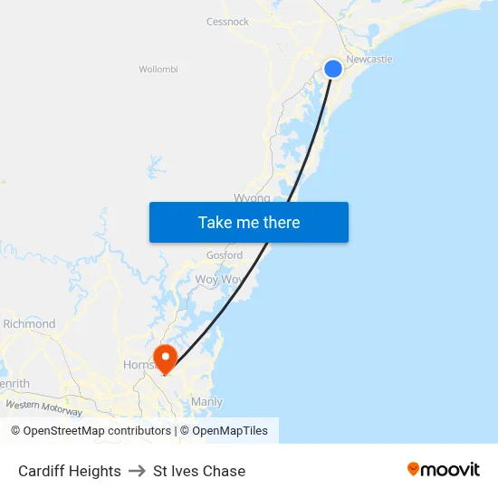 Cardiff Heights to St Ives Chase map