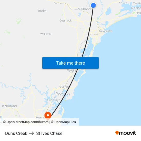 Duns Creek to St Ives Chase map