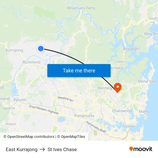 East Kurrajong to St Ives Chase map